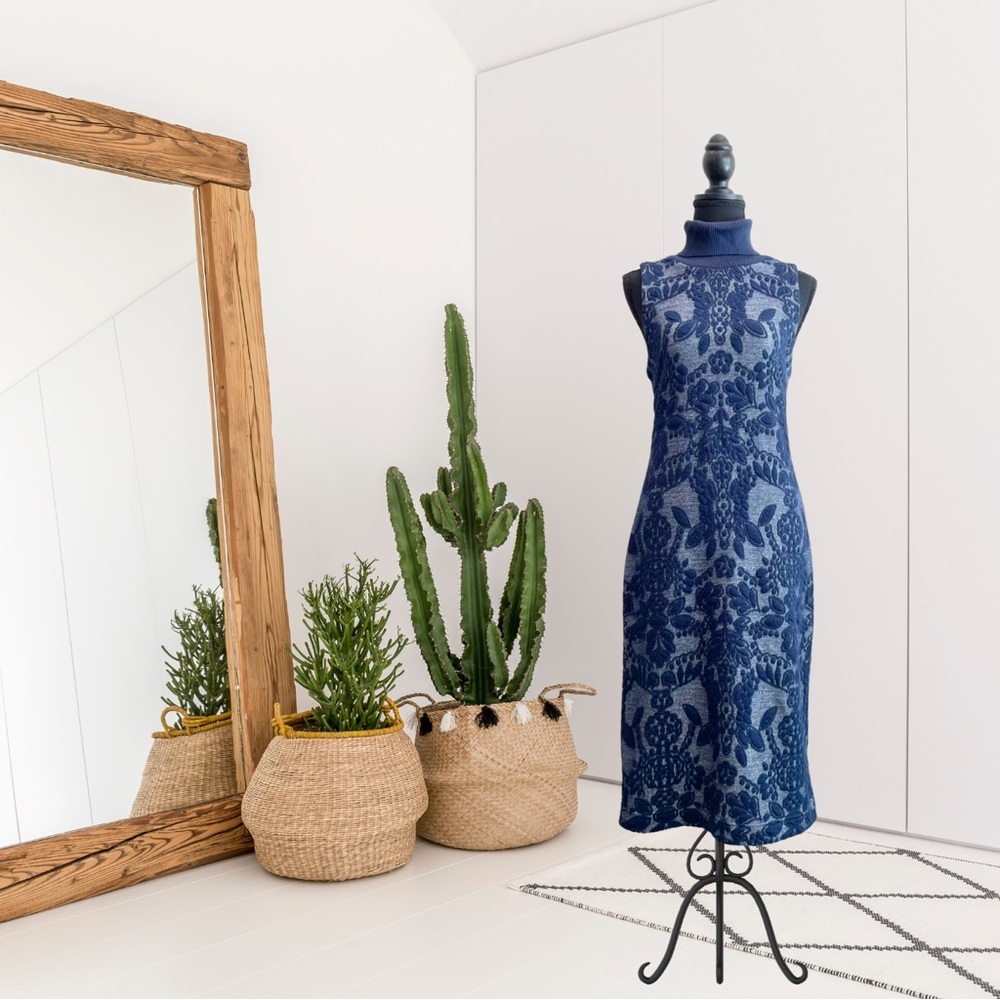 Maeve Anthropologie Ryder Sleeveless Turtleneck Jacquard Sweater Dress